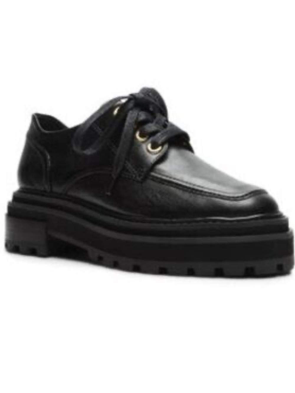 NWT SCHUTZ Black Bethie Platform Leather Oxfords Sz 7.5B